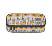 DRTGEDS Sunflowers On Astuccio in legno, Multi- Slot Matita Sacchetto, Portamatite Portatile, Penna Colorata Caso per Ufficio