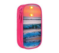 DRTGEDS Sunset And Sunrise Con Ocean Sea Waves Cute Pencil Case, Estetica Pen Pouch, Colorato Matita Sacchetto Con Cerniera, Kawaii Cancelleria Storage