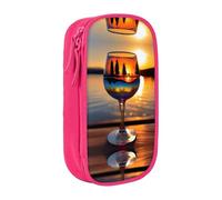 DRTGEDS Sunset bicchiere di vino carino astuccio, estetica penna sacchetto, matita colorata sacchetto con cerniera, Kawaii cancelleria stoccaggio