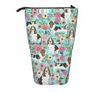 DRTGEDS Sweet Basset Hound Florals - Astuccio telescopico per cancelleria, portapenne, organizer per trucchi, astuccio per matite