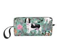 DRTGEDS Sweet Basset Hound Florals, piccola borsa con cerniera, mini custodia da viaggio per trucco, borsa per cosmetici, elettronica portatile, Dolci Basset Hound Floreali, Taglia unica