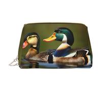 DRTGEDS Two Mallard Ducks - Borsa da toilette da uomo, portatile, da viaggio, per articoli da toeletta, borsa da barba, piccola borsa, bianco, Taglia unica