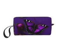 DRTGEDS Una piccola borsa viola prugna farfalla con cerniera, mini custodia da viaggio per trucco, borsa cosmetica, elettronica portatile, Una farfalla viola prugna, Taglia unica