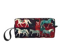 DRTGEDS Vari tipi di cavalli borse cosmetiche per le donne piccola borsa di trucco per la borsa del sacchetto di trucco del sacchetto di trucco di viaggio con la chiusura lampo, Vari tipi di cavalli,