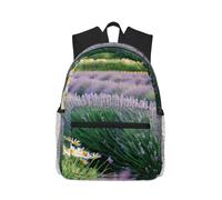 DRTGEDS Zaino alla lavanda e margherita Borsa per libri leggera con 1 scomparto principale, tasca frontale per attrezzi con incorporata, Nero, One Size