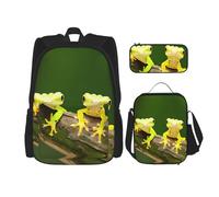 DRTGEDS Zaino con due gechi con portapranzo 3 in 1 set con astuccio, zaino di grande capacità con cinghia toracica
