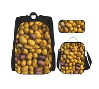 DRTGEDS Zaino con molte patate con portapranzo 3 in 1 set con astuccio, zaino di grande capacità con cinghia toracica