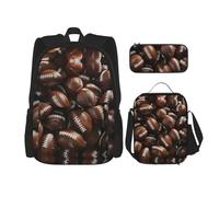 DRTGEDS Zaino sportivo con portapranzo 3 in 1 set con astuccio, zaino di grande capacità con cinghia toracica, Mucchio di Palloni, Taglia unica, Zaini Daypack