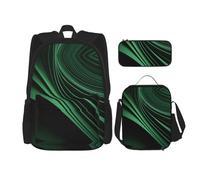 DRTGEDS Zaino verde di struttura della curva con il contenitore di pranzo 3 in 1 insieme con l'astuccio, zaino di grande capacità con la cinghia toracica