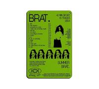 DRTRW Poster retrò in metallo con scritta "British Female Singers Charli XCX BRAT", decorazione da parete per bar, grotte, bar, famiglia, garage, 20 x 30 cm