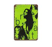 DRTRW Poster retrò in metallo con scritta "British Female Singers Charli XCX BRAT", decorazione da parete per bar, grotte, bar, famiglia, garage, 20 x 30 cm