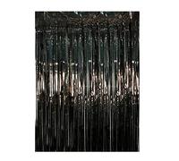 Drucilla Tende Metalliche Tinsel, Foil Tenda a Frange Scintillante Shimmer, Orpelli e festoni Lamina Frangia per Sfondo Fotografico e Decorazioni Festa Sfondo Compleanno Nozze Baby Shower, Nero