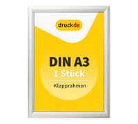 druck.de 1 cornice pieghevole A3 per manifesti, cartelli, pubblicità, cornice in alluminio con profilo da 2,5 cm, adatta per montaggio a parete, protezione trasparente in plastica protegge il vostro