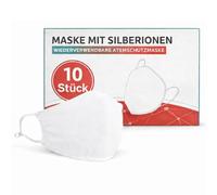 druckmittel Maschera respiratoria riutilizzabile con ioni d'argento, 10 pezzi, maschera bianca e paradenti, protezione antipolvere e respiratore, lavabile fino a 5x, maschera antipolvere e maschera