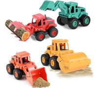Drufoful Set di 4 giocattoli da costruzione, Macchinine Giocattolo, giocattolo per auto, giocattolo da cantiere, mini escavatore, auto giocattolo per bambini, ragazzi e ragazze dai 3 anni in su