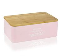 DRULINE Contenitore di Pane con cap di bambù Florina 33 x 12 x 21 CM - Rosa