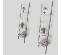 DRULINE Mensola Scaletta di Legno Biblioteca Decorazione Scaffale per Fiori Cantina da Bagno a Scala Stufenregal Cucina in Armadio Freestanding, Mensola, con 4 Suolo 168x42x37cm