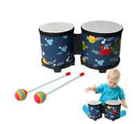 Drum Bongo Bongo - Strumento a percussione artigianale con 2 bacchette colorate | Barca di legno per bambini, giocattolo musicale per bambini e adulti, batteria di bongo per gli amanti della musica