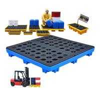 Drum Containment Spill Pallet, Oil Tank Spill Tray,Leakproof Tray, Modular Spill Containment Platform , 2/4 Drum Capacity, Forklift Compatible for Industrial & Warehouse Use,Yellow-120*60*17cm