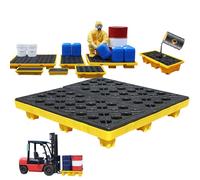 Drum Containment Spill Pallet, Oil Tank Spill Tray,Leakproof Tray, Modular Spill Containment Platform , 2/4 Drum Capacity, Forklift Compatible for Industrial & Warehouse Use,Yellow-120*120*17cm