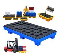 Drum Containment Spill Pallet, Oil Tank Spill Tray,Leakproof Tray, Modular Spill Containment Platform , 2/4 Drum Capacity, Forklift Compatible for Industrial & Warehouse Use,Blue-120*60*17cm