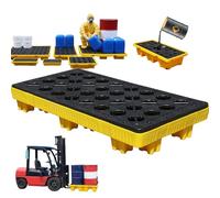 Drum Containment Spill Pallet, Oil Tank Spill Tray,Leakproof Tray, Modular Spill Containment Platform , 2/4 Drum Capacity, Forklift Compatible for Industrial & Warehouse Use,Blue-120*120*17cm