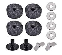 Drum Cymbal Felt Washer & Sleeve Set | 12 - Piece Replacement Parts with Wing Nuts | Guard Cymbals/Enhance Sound Quality | Standard Fit for Most Stands