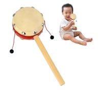 Drum di Rattle - Drumm di sonagli, giocattolo di percussione portatile tradizionale | Drum a doppia faccia in legno con perle strumenti musicali culturali, ideale per l'educazione musicale per bambini