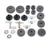 Drum Felt Pads & Cymbal Kit | 23Pcs Secure Grip Cymbal Mufflers with Wing Nuts/Washers/Sleeves | Care for Cymbals & Improve Sound Quality for Drum Set (Gray)