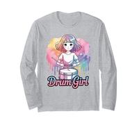 Drum Girl Drummer Pastel Drumming Anime Musical Instrument Maglia a Manica