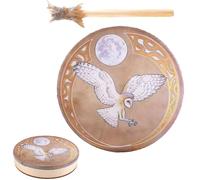 Drum in legno - tamburo sciamano da 12 pollici, strumento di guarigione artigianale, strumento a percussione con levetta in legno | Spirituale per la pratica della meditazione, sessione di terapia son