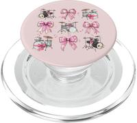 Drum Instrument Batterista Ragazza Coquette Bow Pink Mom PopSockets PopGrip per MagSafe