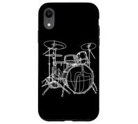 Drum Kit Line Art Amante della musica Custodia per iPhone XR