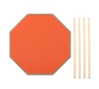 DRUM PRACTICE PAD SILENT RUBBER 8 POLLICI CON 2 PAIA DI BACCHETTE ADATTE PER USO CASA ED ESTERNO (Arancia)