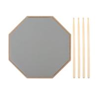 DRUM PRACTICE PAD SILENT RUBBER 8 POLLICI CON 2 PAIA DI BACCHETTE ADATTE PER USO CASA ED ESTERNO (Grigio)