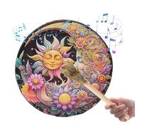 Drum sciamanico fatto a mano - tamburo di viaggio rituale, tamburo a mano sciamanico con batterista | Autentico strumento musicale spirituale, tamburo di guarigione spirituale, tamburo Amerindie