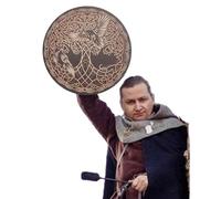 Drum sciamanico - tamburo tribale, strumento energetico | Tamburo di uccelli 'albero della vita siberiano, tamburo rituale a percussione fatto a mano per viaggio sciamanico, cerchio di guarigione,