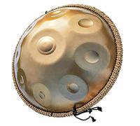 Drum, tamburo a mano in acciaio in minor D, nota da 9/10, 22 pollici, 440 Hz, percussioni a mano con custodia morbida, 2 bastoncini e supporto oro