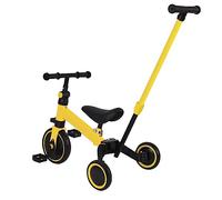 Drumm 3 in 1 triciclo bicicletta per bambini,Draisienne Bicicletta da equitazione Triciclo bambino evolutivo 1-4 anni,Manubrio regolabile,Sella regolabile,Girello,Regalo (Giallo(4 en 1）)