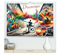 Drummer - Color Splash Rhythms: Trommelschläge und Farbexplosionen (hochwertiger Premium Wandkalender 2026 DIN A2 quer), Kunstdruck in Hochglanz: Jahresreise in Farbe und Rhythmus