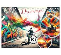 Drummer - Color Splash Rhythms: Trommelschläge und Farbexplosionen (Tischkalender 2026 DIN A5 quer), CALVENDO Monatskalender: Jahresreise in Farbe und Rhythmus