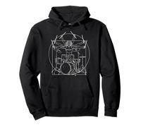 Drummer Da Vinci Vitruvian Drums Rock Music Metal Band Regalo Felpa con Cappuccio