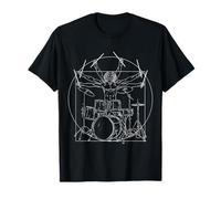 Drummer Da Vinci Vitruvian Drums Rock Music Metal Band Regalo Maglietta