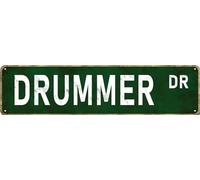 Drummer Decor Drummer Segnali stradali Drummer Cartello Batterista Regalo per Casa Viale Uomo Caverna Bar Decorazione da Parete 40 x 10 cm