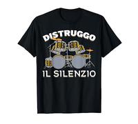 Drummer Distruggo Il Silenzio Idea Regalo Batteria Drums Maglietta
