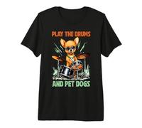 Drummer Dog Play The Drums Pet Dog Drumming Batteria Percussioni Maglietta Premium