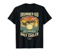 Drummer Kid Like A Regular Kid Only Cooler, Design retrò Maglietta