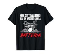 Drummer Non Sottovalutare Mai Un Vecchio Con La Batteria Maglietta