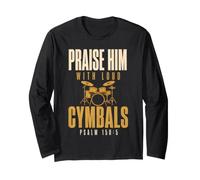 Drummer Praise Him with Loud Cymbals Drumming Christian Maglia a Manica