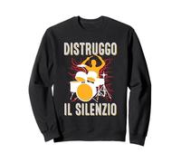Drummer Regalo Musica Distruggo Il Silenzio Drums Batteria Felpa